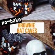 no-bake brownie bat caves in ice cream cones
