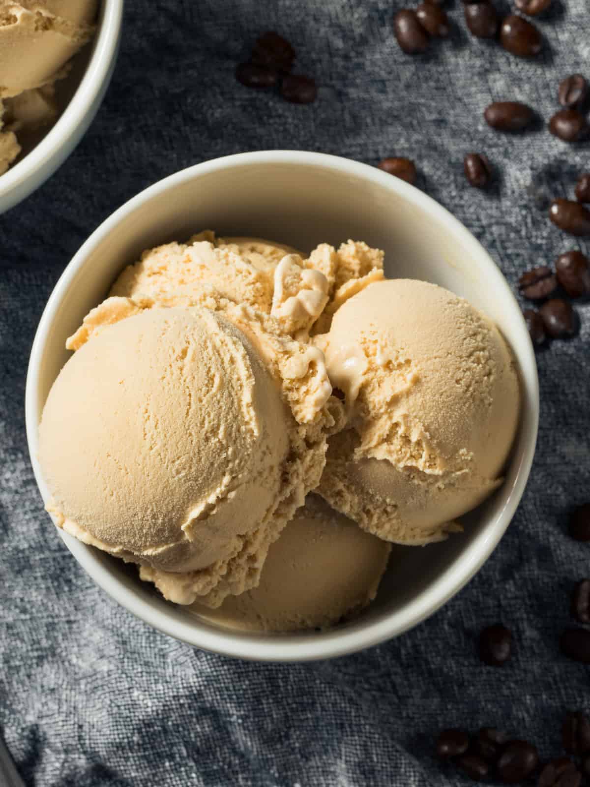 coffee ice cream in a bowl