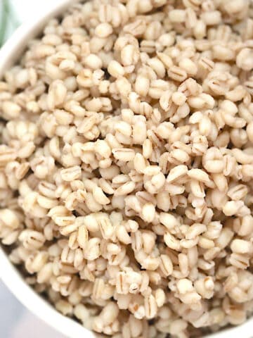 instant pot pearled barley in a white bowl