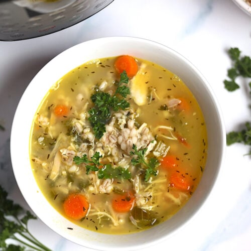 Instant Pot Chicken and Barley Soup - Sula and Spice