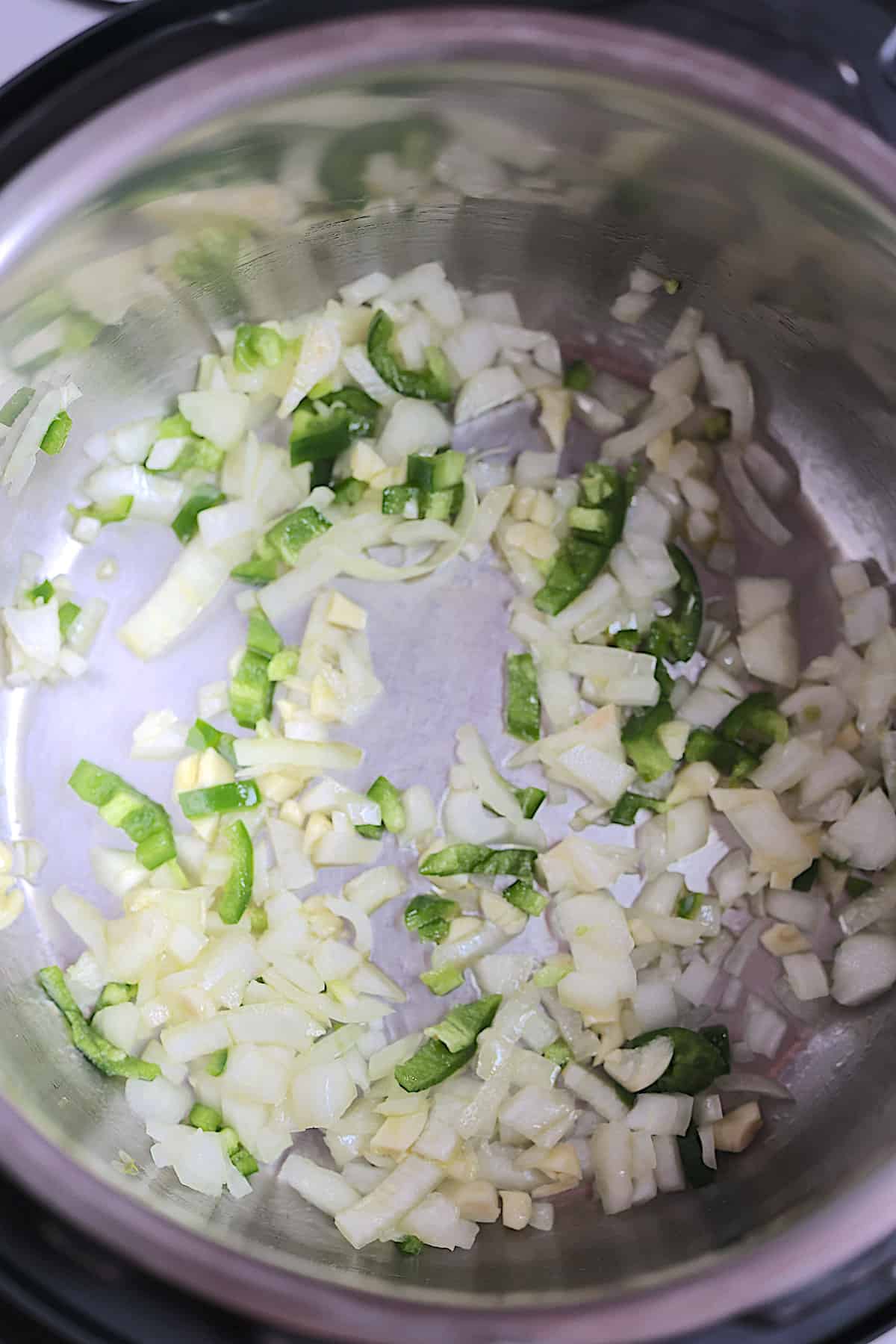 jalapenos and onions sauteed in a pressure cooker