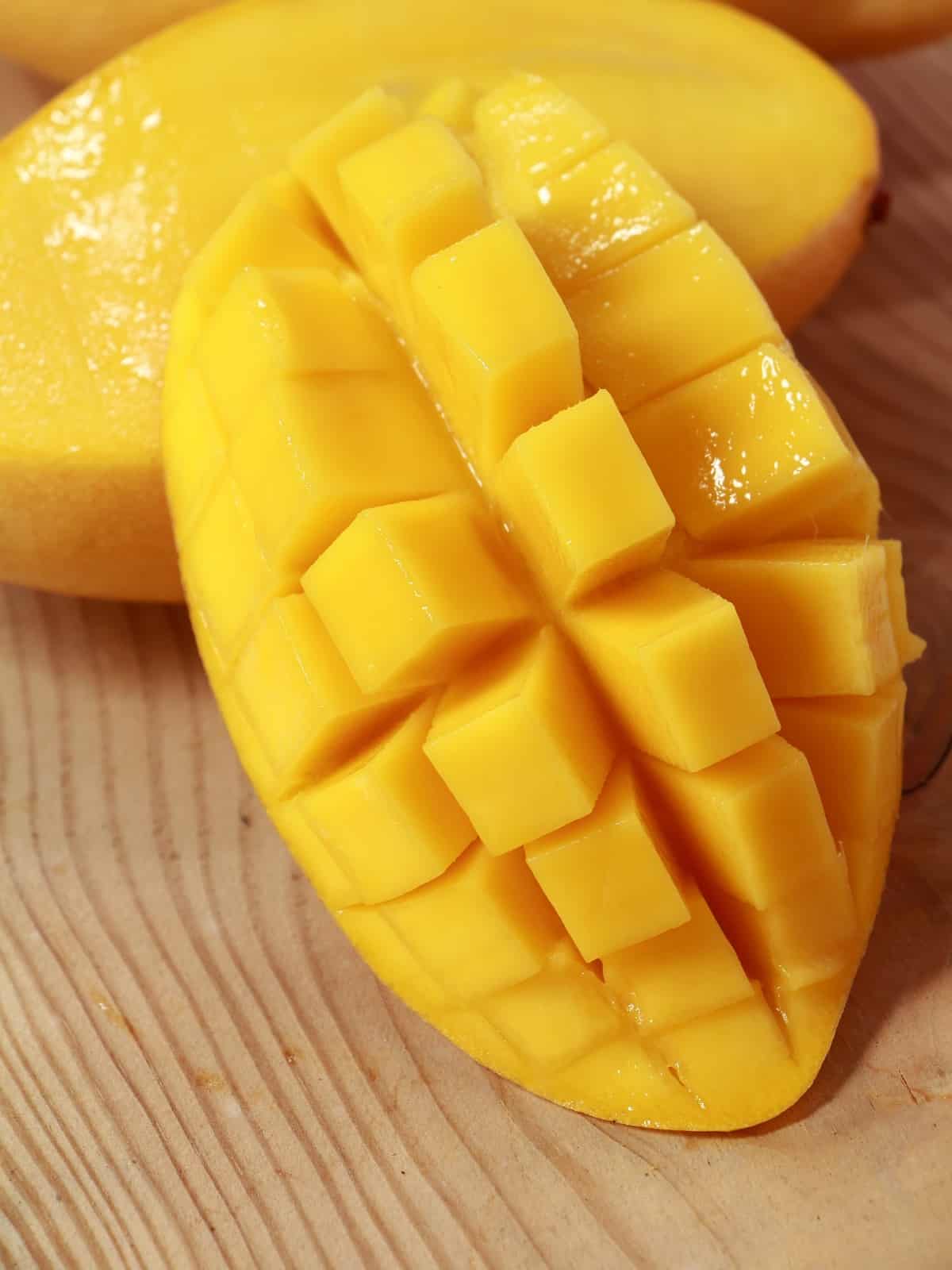 a sliced mango
