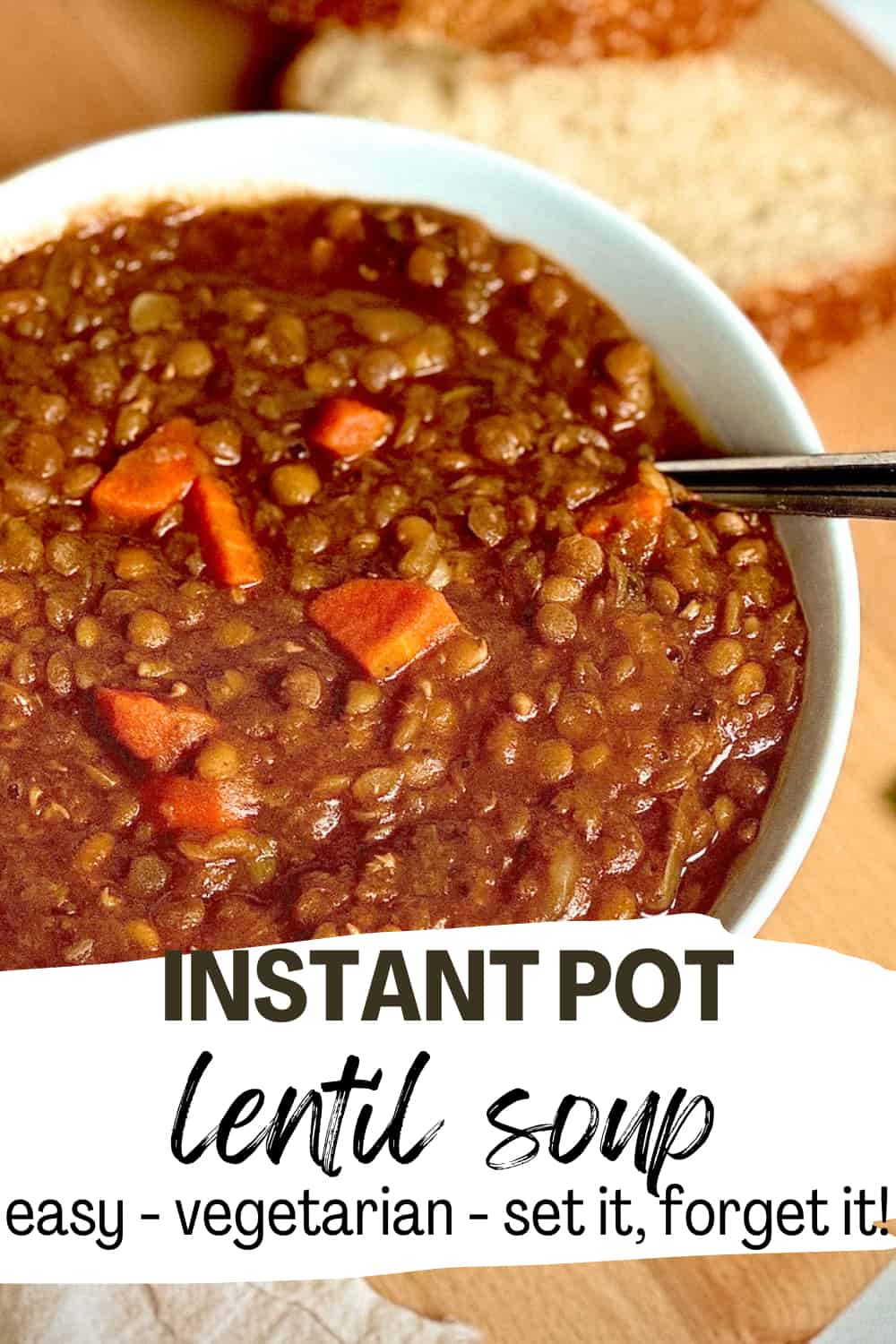 instant pot lentil soup pin image