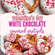 white chocolate covered pretzels for valentine's day pinterest image