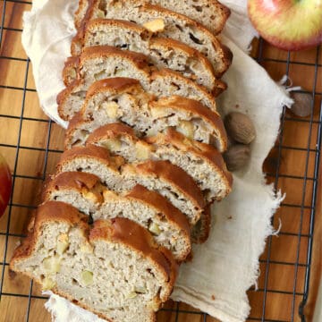 apple bread slices on cheesecloth