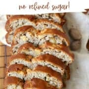 apple bread loaf cut into slices