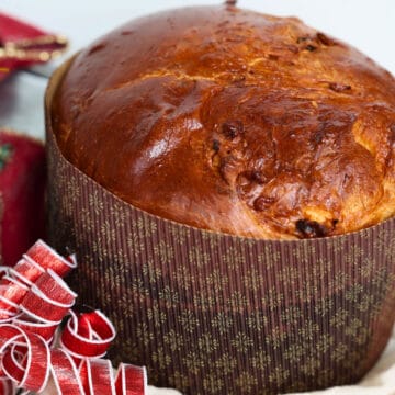 panettone bread in a paper casing