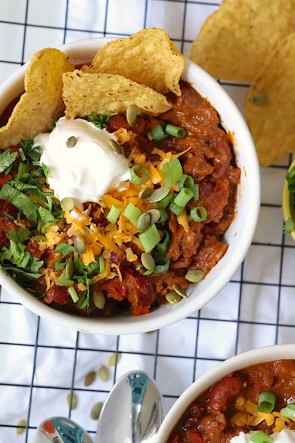 pumpkin chili in two bowls