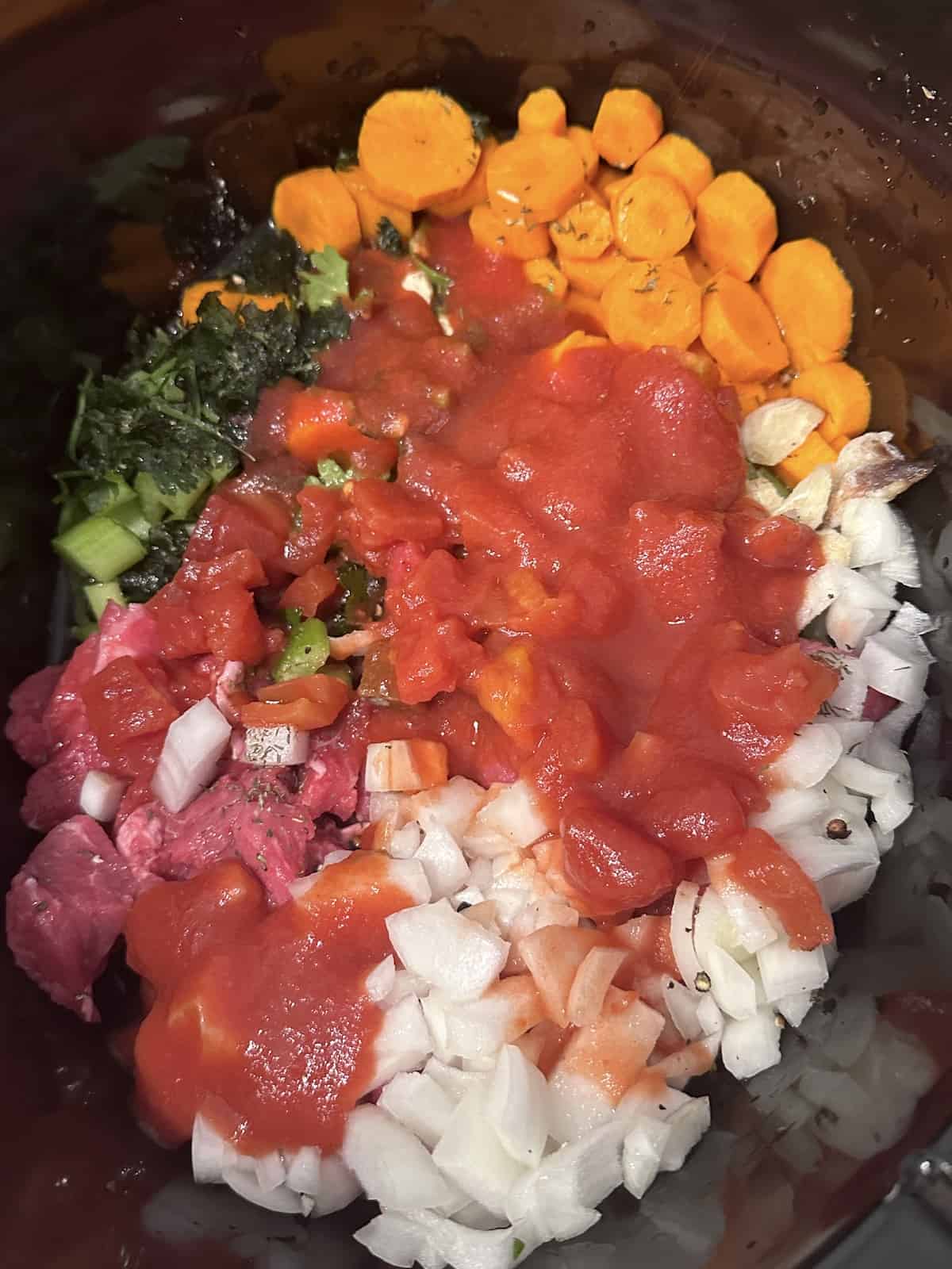 ingredients for witches stew in a crockpot