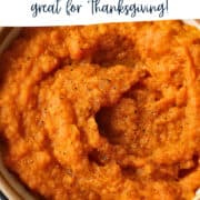 slow cooker mashed sweet potatoes in a bowl