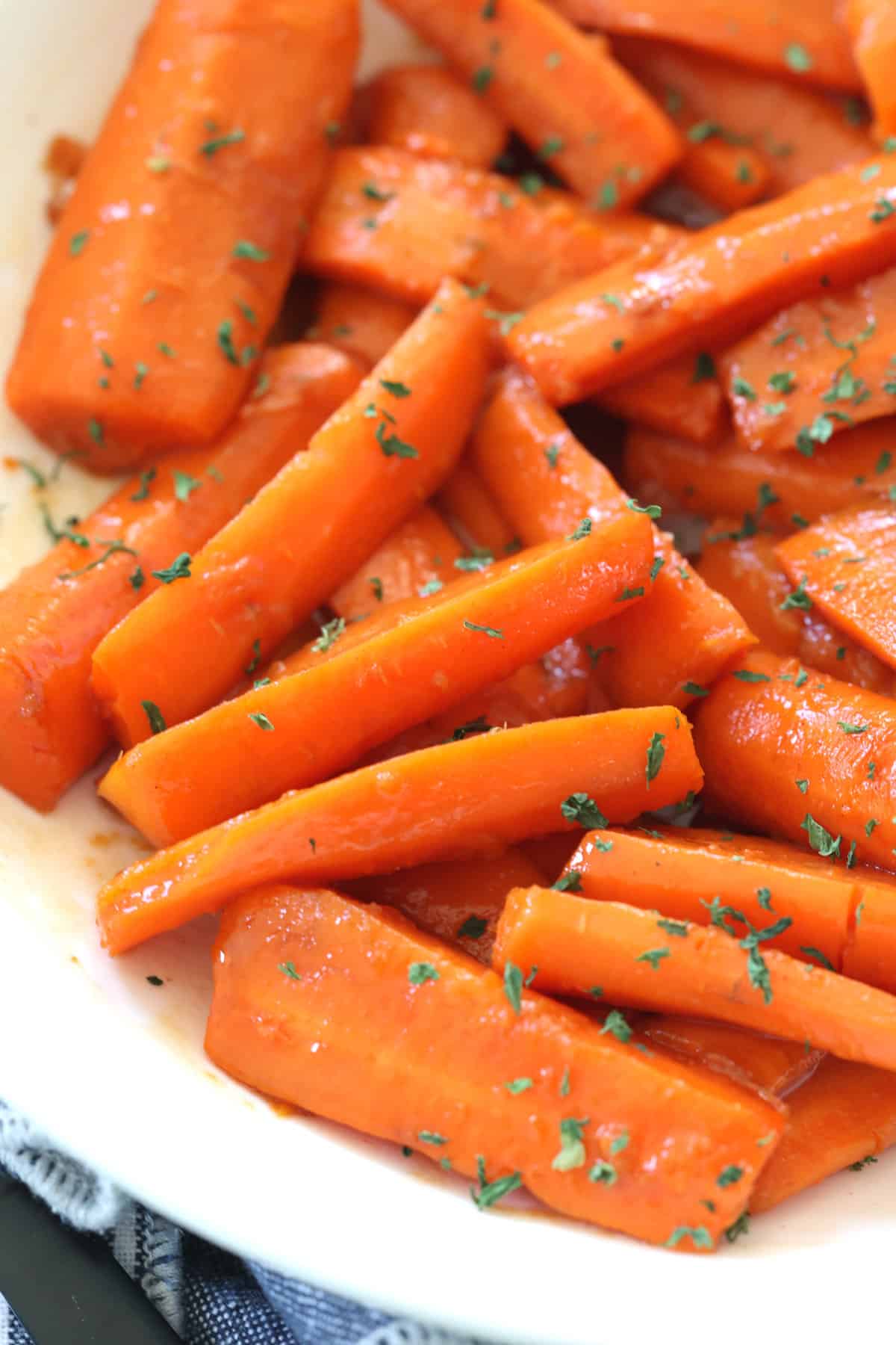 Instant Pot buttery glazed carrots in a white plate