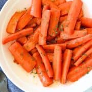 pressure cooker carrots in a white bowl