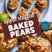 apple oatmeal filled baked pears pinterest image