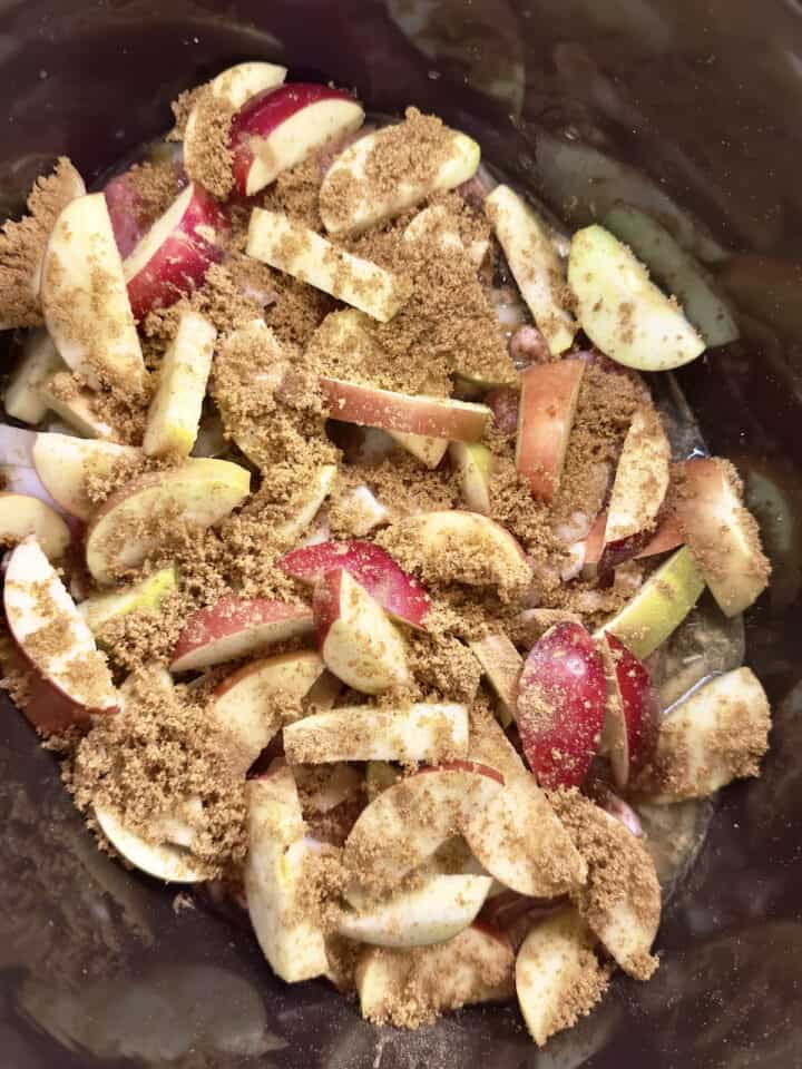 crockpot apple butter mixed with sugar