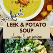 slow cooker leek and potato soup pinterest image
