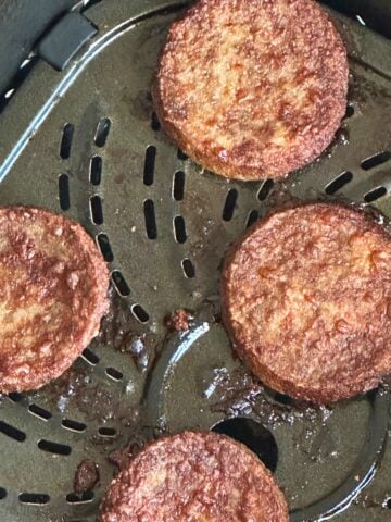 air fried sausage patties in the basket