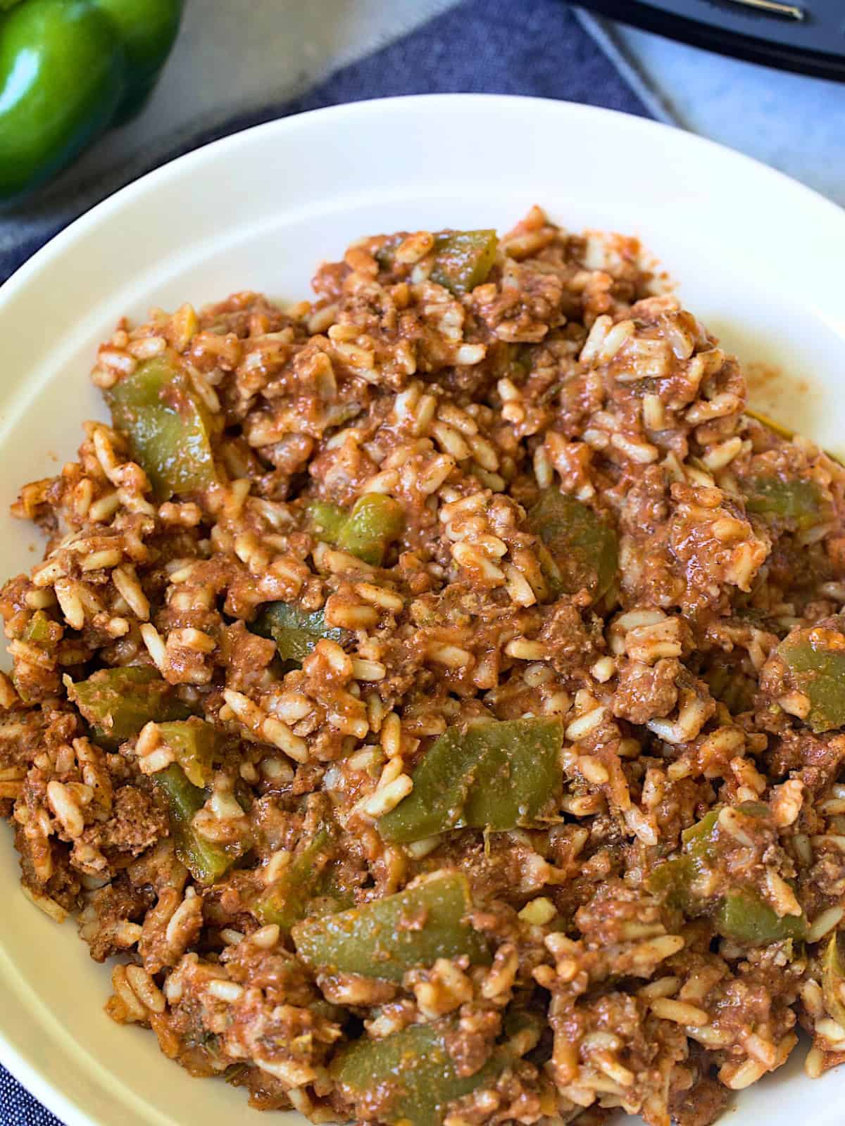 crockpot stuffed pepper casserole in a white plate