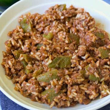 unstuffed pepper casserole in a white plate