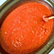 slow cooker spaghetti sauce in a crockpot