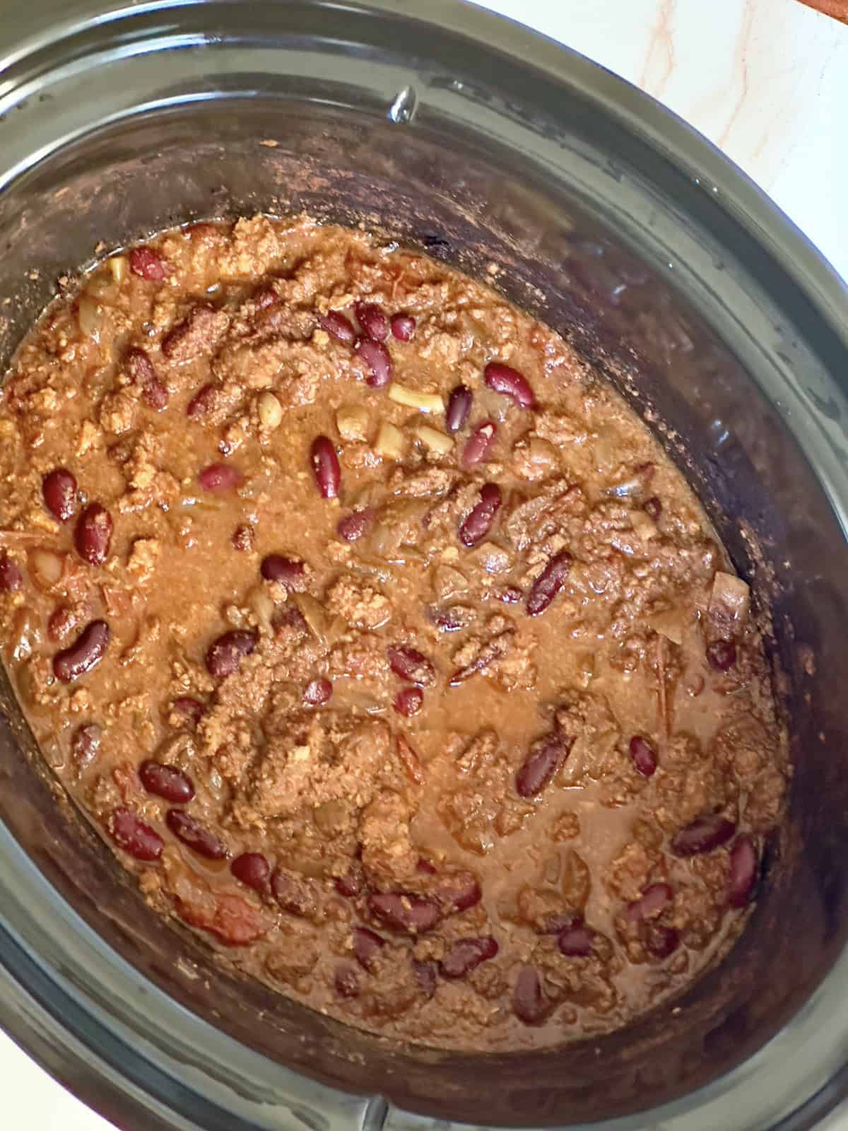  turkey chili in a slow cooker