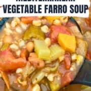 instant pot mediterranean farro soup in a white bowl