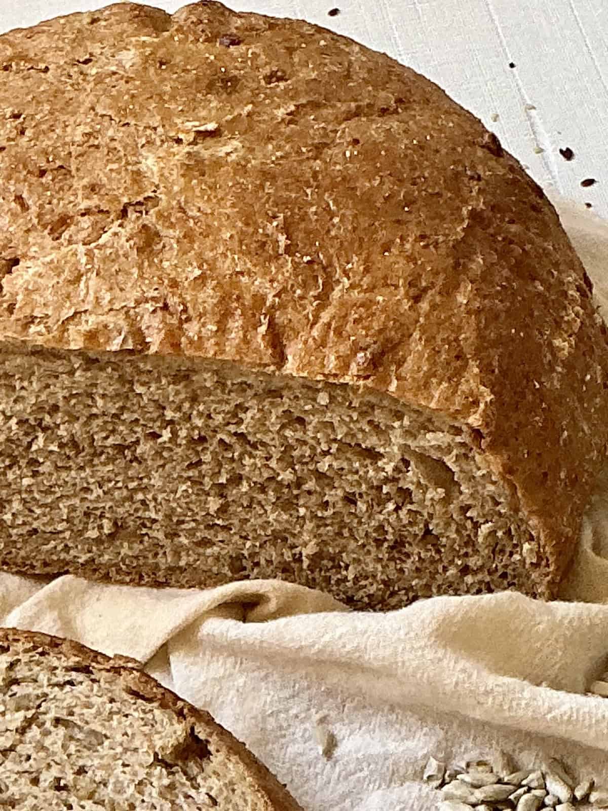 close up of sunflower seed bread slice