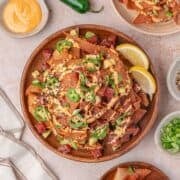 tuna nachos in a white plate
