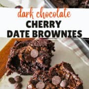 dark chocolate cherry date brownies pinterest image