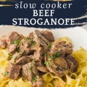 slow cooker beef stroganoff pinterest image