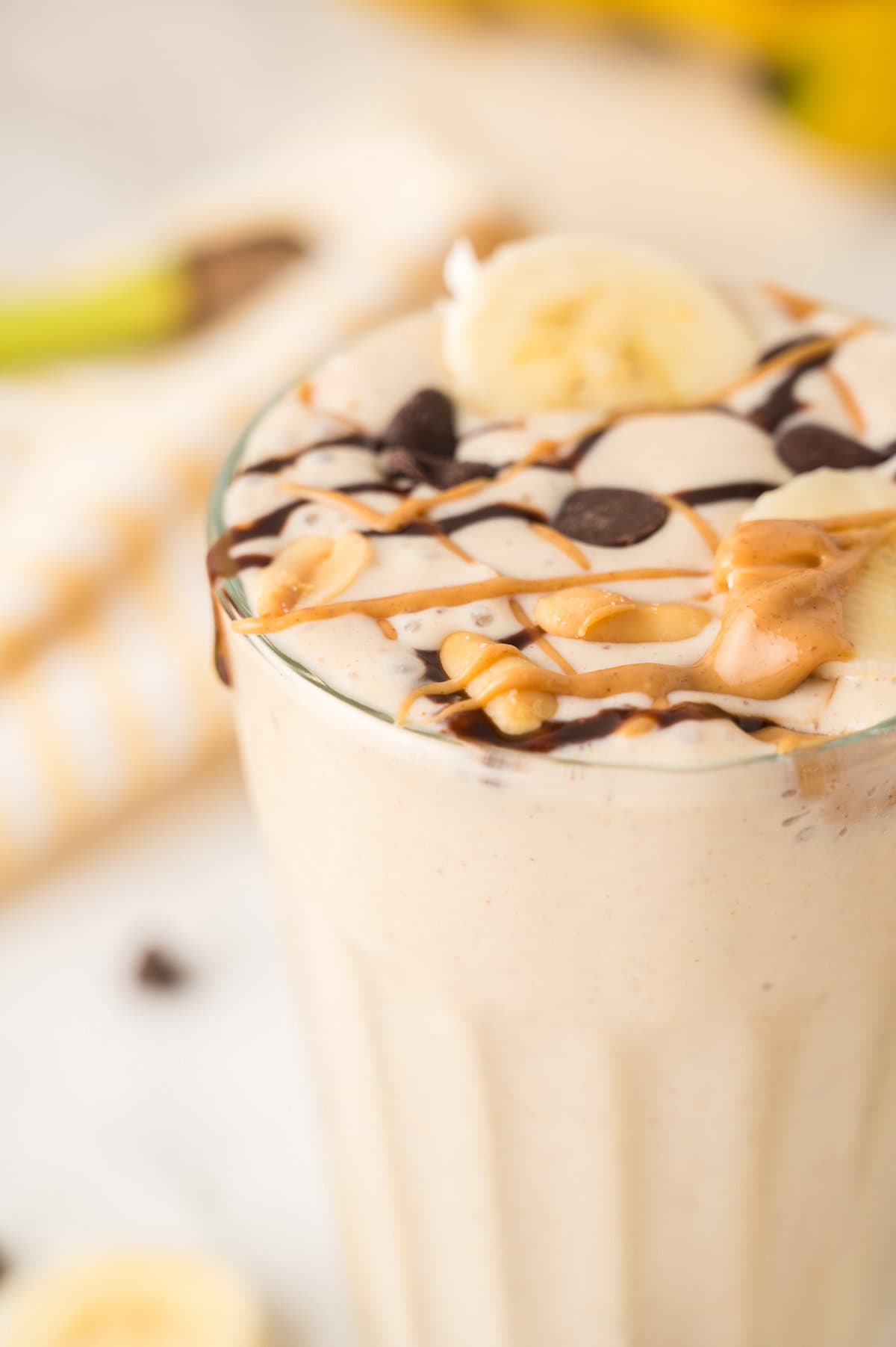 close up side shot of a milkshake glass