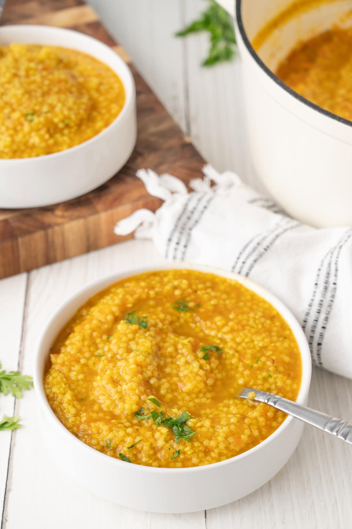 pastina soup in a bowl on a counte