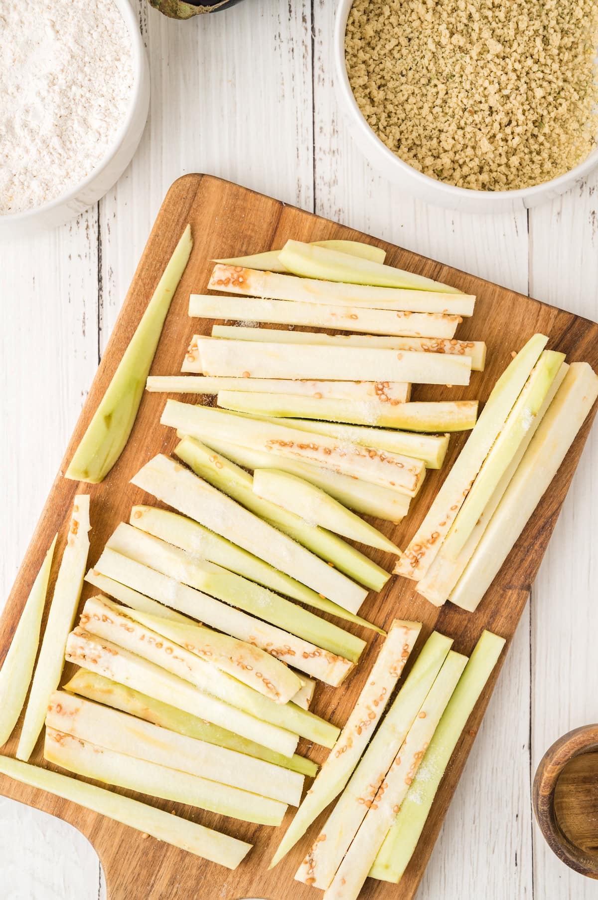sliced eggplant on a cutting board