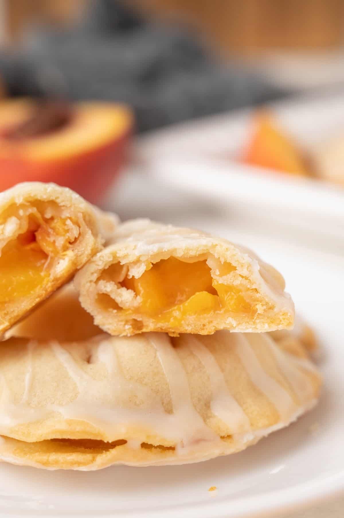inside of a mini peach pie