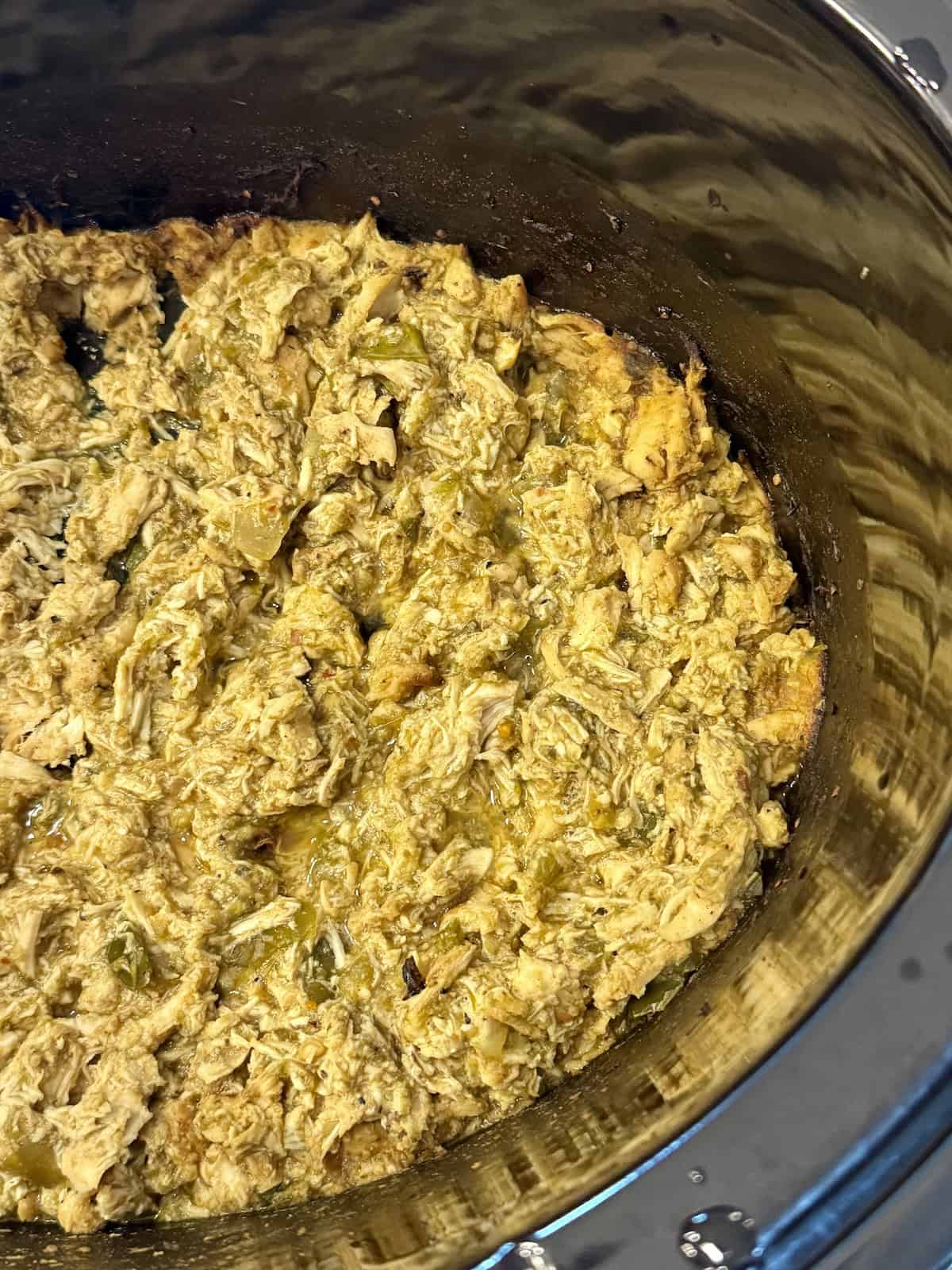 shredded chicken in a crockpot