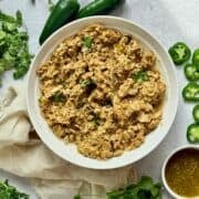 salsa verde chicken in a bowl