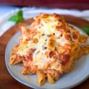 meatless baked ziti on a plate