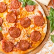 tortilla pizza on a serving platter