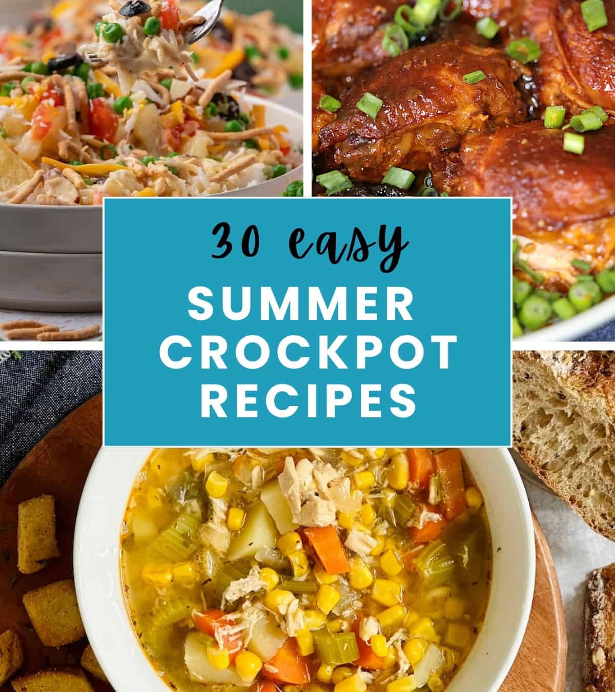 easy summer crockpot recipes image collage