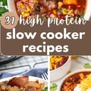 37 high protein crockpot recipe collage image