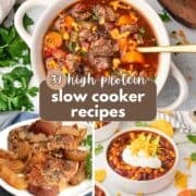 37 high protein crockpot recipes with hamburger soup, chili and apple pork