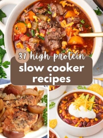 37 high protein crockpot recipes with hamburger soup, chili and apple pork