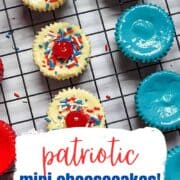 red, white and blue mini cheesecake pinterest image