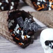 no-bake brownie bat cave cones