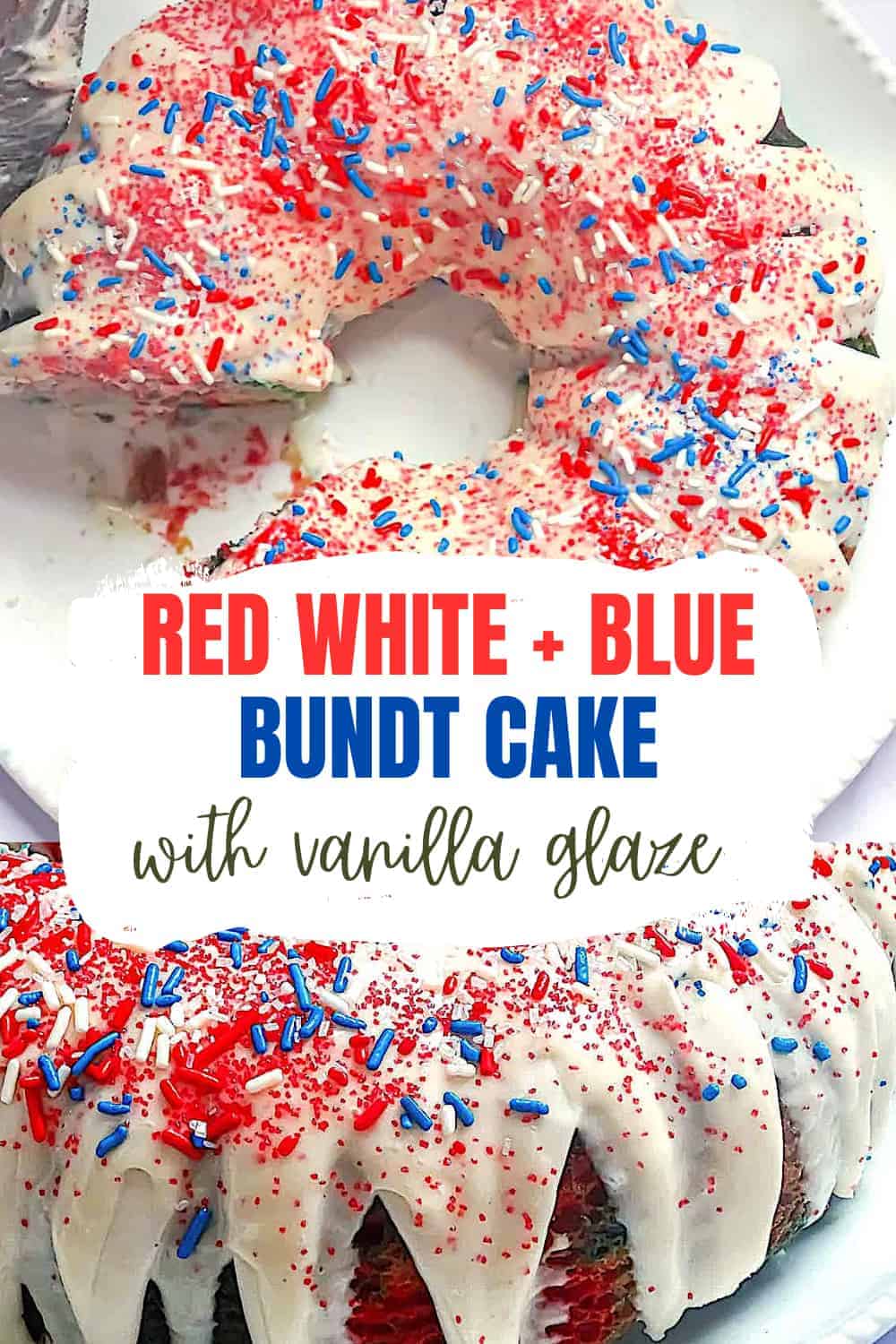 Vanilla Glazed Red, White and Blue Bundt Cake β Tasty Oven