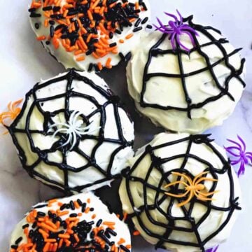 Halloween spider donuts pinterest image
