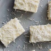 coconut lime bars on a baking sheet