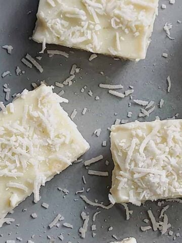 coconut lime bars on a baking sheet