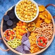 sweet and salty kid-friendly halloween snack board image