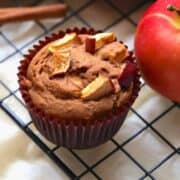 vegan apple muffins on a cooling rack