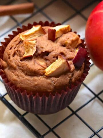 vegan apple muffins on a cooling rack